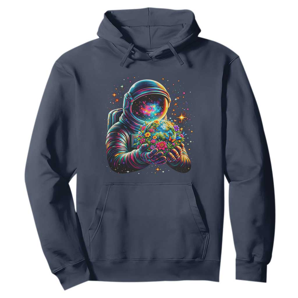 Astronaut Earth Flowers Spaceman Planet Galaxy Universe Hoodie TS11 Navy Print Your Wear