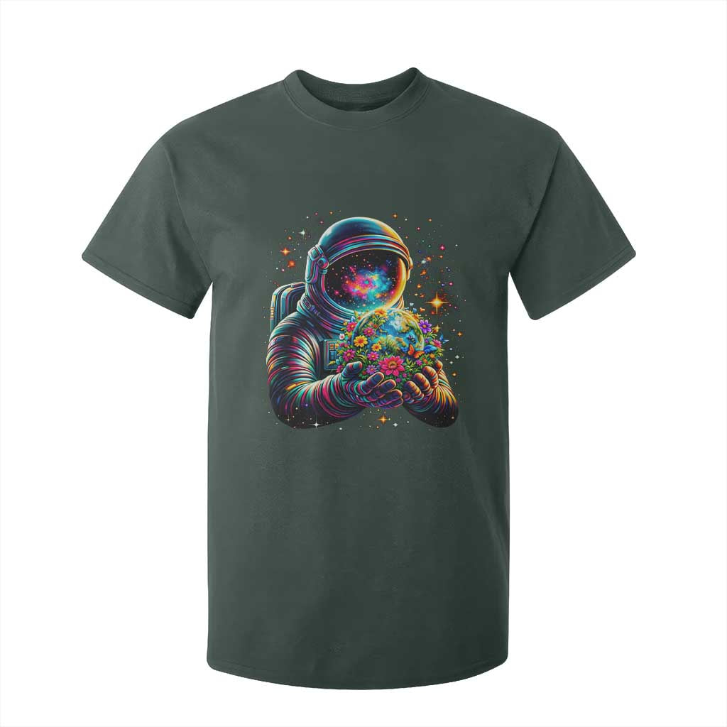 Astronaut Earth Flowers Spaceman Planet Galaxy Universe T Shirt For Kid TS11 Dark Forest Green Print Your Wear