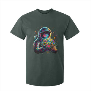 Astronaut Earth Flowers Spaceman Planet Galaxy Universe T Shirt For Kid TS11 Dark Forest Green Print Your Wear
