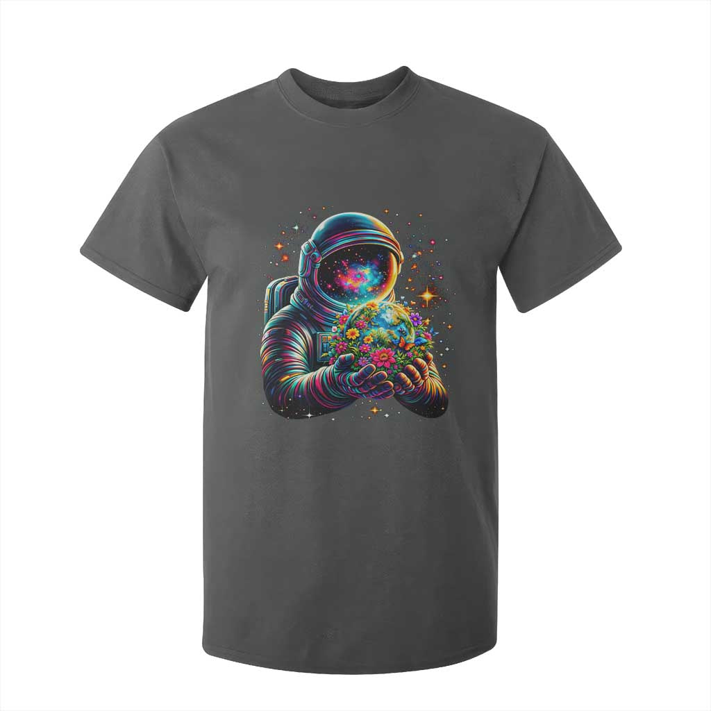 Astronaut Earth Flowers Spaceman Planet Galaxy Universe T Shirt For Kid TS11 Dark Heather Print Your Wear