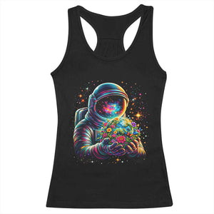 Astronaut Earth Flowers Spaceman Planet Galaxy Universe Racerback Tank Top TS11 Black Print Your Wear