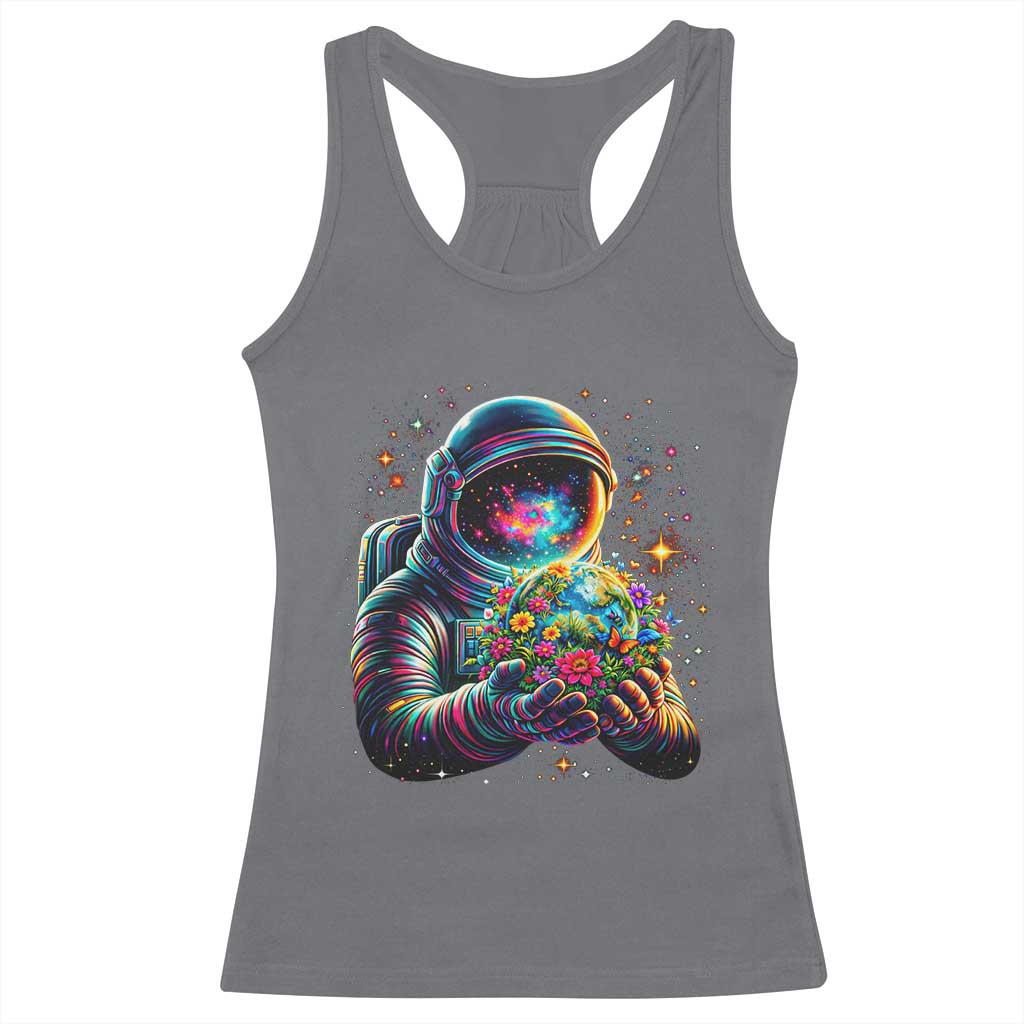 Astronaut Earth Flowers Spaceman Planet Galaxy Universe Racerback Tank Top TS11 Charcoal Print Your Wear