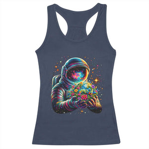 Astronaut Earth Flowers Spaceman Planet Galaxy Universe Racerback Tank Top TS11 Navy Print Your Wear