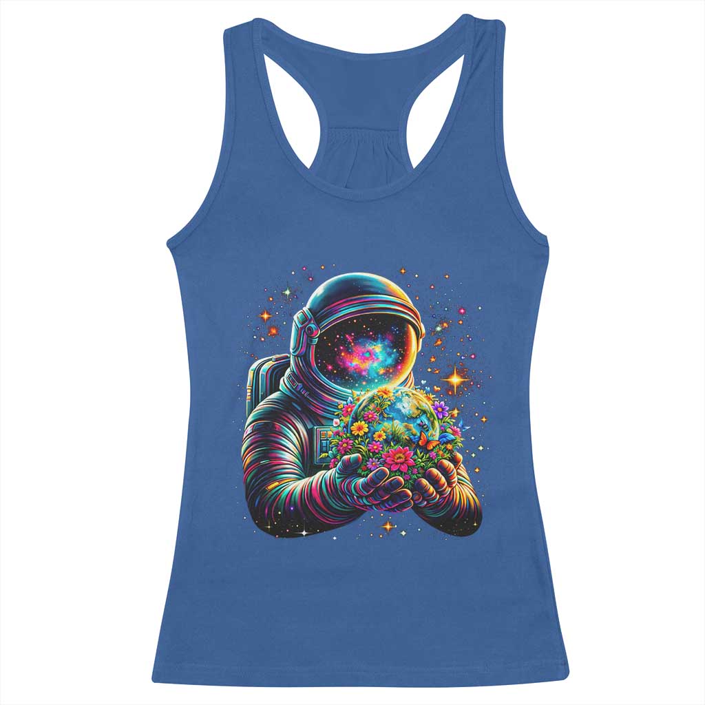 Astronaut Earth Flowers Spaceman Planet Galaxy Universe Racerback Tank Top TS11 Royal Blue Print Your Wear