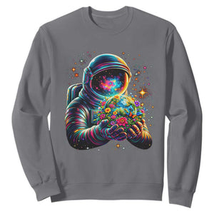 Astronaut Earth Flowers Spaceman Planet Galaxy Universe Sweatshirt TS11 Charcoal Print Your Wear