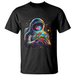 Astronaut Earth Flowers Spaceman Planet Galaxy Universe T Shirt TS11 Black Print Your Wear