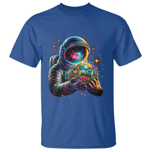 Astronaut Earth Flowers Spaceman Planet Galaxy Universe T Shirt TS11 Royal Blue Print Your Wear