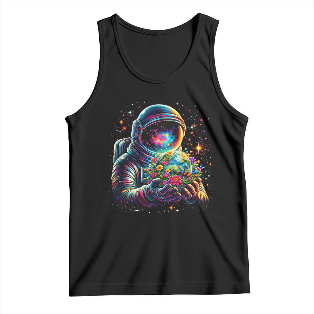 Astronaut Earth Flowers Spaceman Planet Galaxy Universe Tank Top TS11 Black Print Your Wear