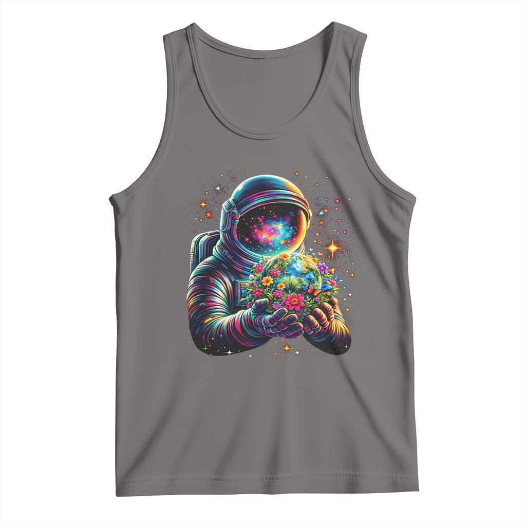 Astronaut Earth Flowers Spaceman Planet Galaxy Universe Tank Top TS11 Deep Heather Print Your Wear