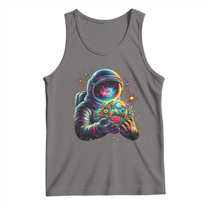Astronaut Earth Flowers Spaceman Planet Galaxy Universe Tank Top TS11 Deep Heather Print Your Wear