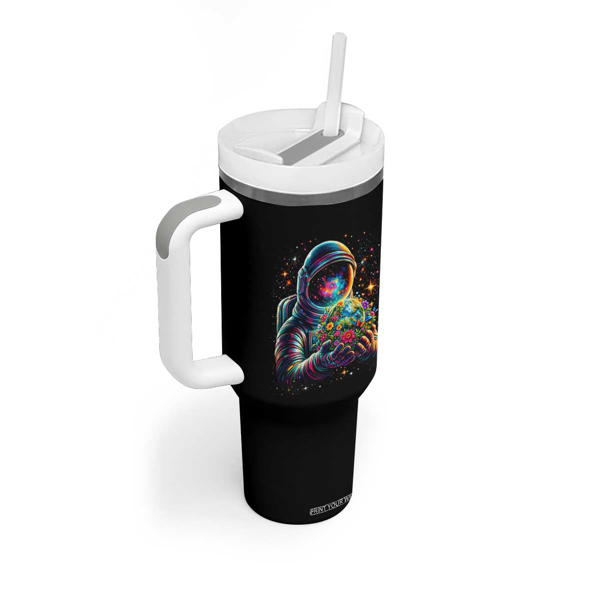 Astronaut Earth Flowers Spaceman Planet Galaxy Universe Tumbler With Handle TS11 Print Your Wear