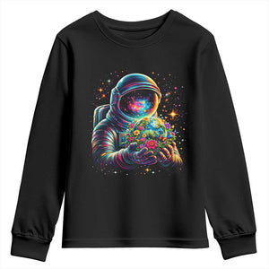 Astronaut Earth Flowers Spaceman Planet Galaxy Universe Youth Sweatshirt TS11 Black Print Your Wear