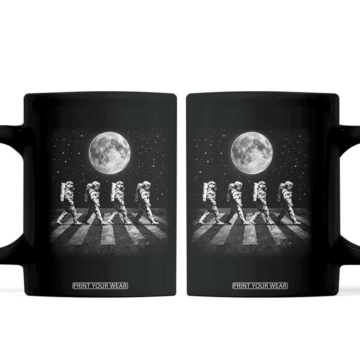 Astronauts Walking In Space Galaxy Moon Planet Coffee Mug TS11 Black Print Your Wear
