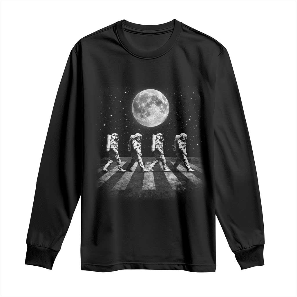 Astronauts Walking In Space Galaxy Moon Planet Long Sleeve Shirt TS11 Black Print Your Wear