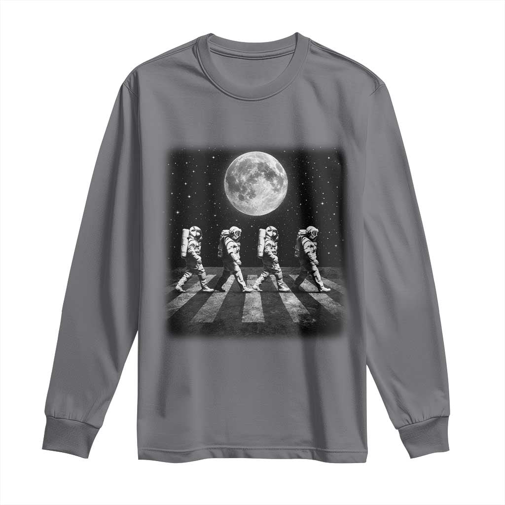 Astronauts Walking In Space Galaxy Moon Planet Long Sleeve Shirt TS11 Charcoal Print Your Wear