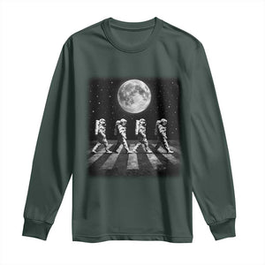 Astronauts Walking In Space Galaxy Moon Planet Long Sleeve Shirt TS11 Dark Forest Green Print Your Wear