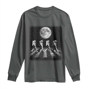 Astronauts Walking In Space Galaxy Moon Planet Long Sleeve Shirt TS11 Dark Heather Print Your Wear