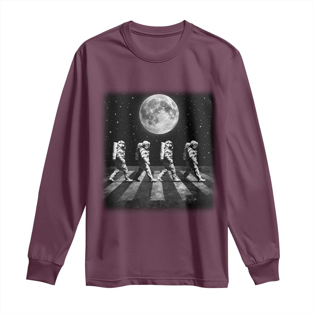 Astronauts Walking In Space Galaxy Moon Planet Long Sleeve Shirt TS11 Maroon Print Your Wear
