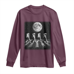 Astronauts Walking In Space Galaxy Moon Planet Long Sleeve Shirt TS11 Maroon Print Your Wear