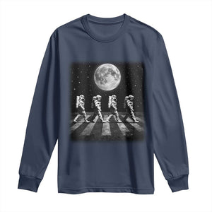 Astronauts Walking In Space Galaxy Moon Planet Long Sleeve Shirt TS11 Navy Print Your Wear