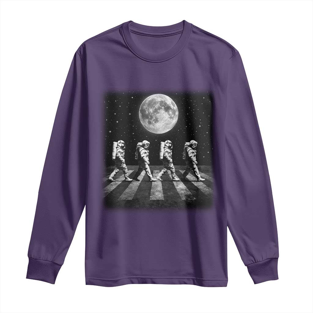 Astronauts Walking In Space Galaxy Moon Planet Long Sleeve Shirt TS11 Purple Print Your Wear