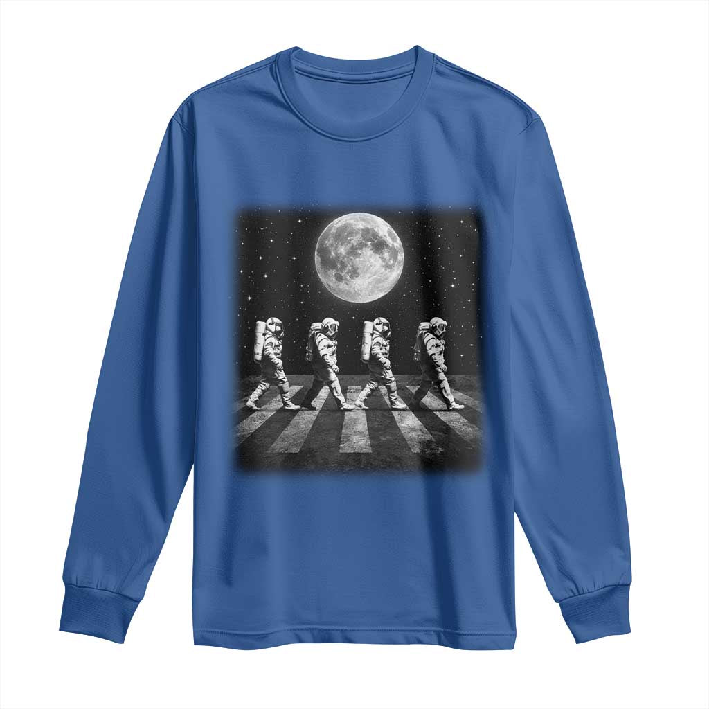 Astronauts Walking In Space Galaxy Moon Planet Long Sleeve Shirt TS11 Royal Blue Print Your Wear
