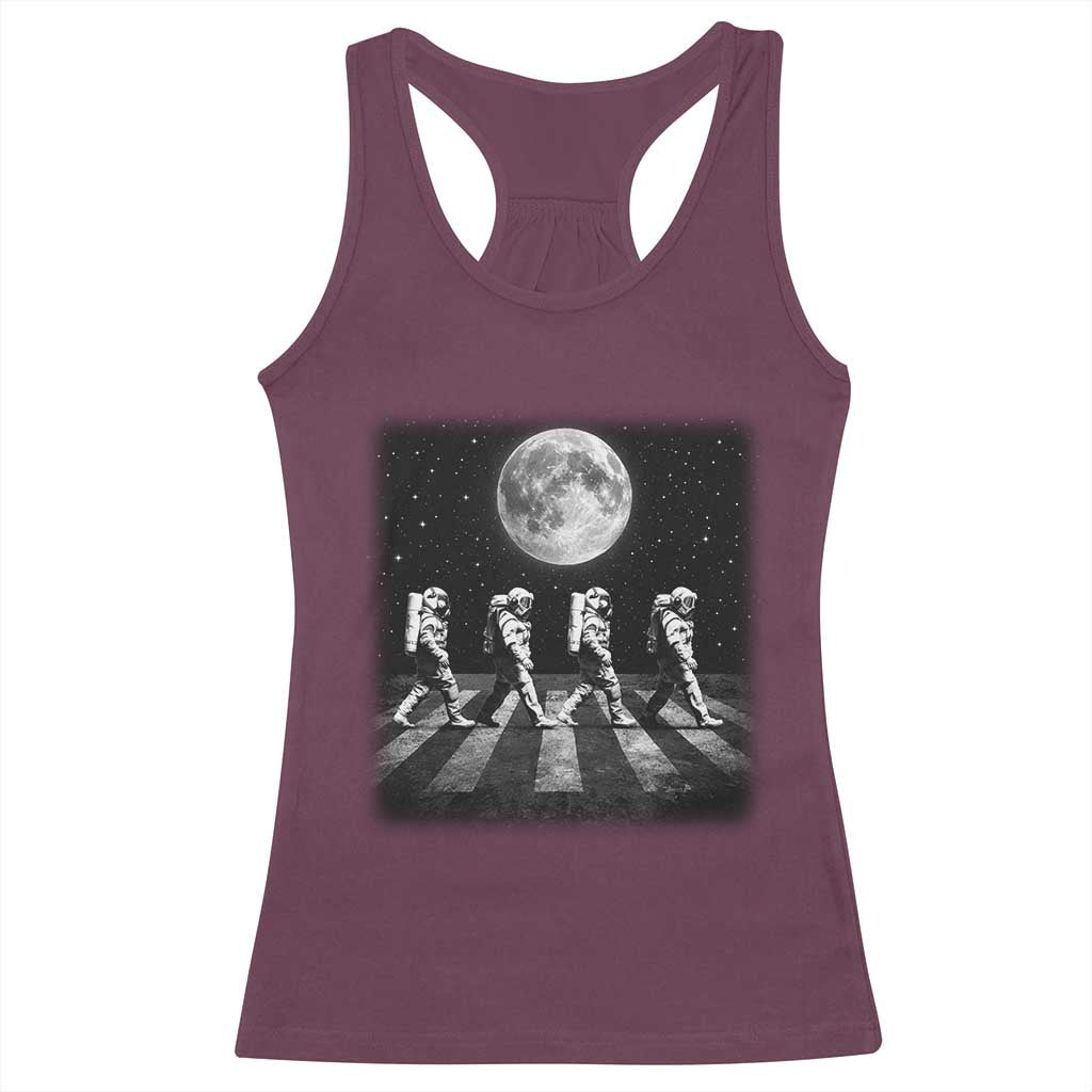 Astronauts Walking In Space Galaxy Moon Planet Racerback Tank Top TS11 Maroon Print Your Wear