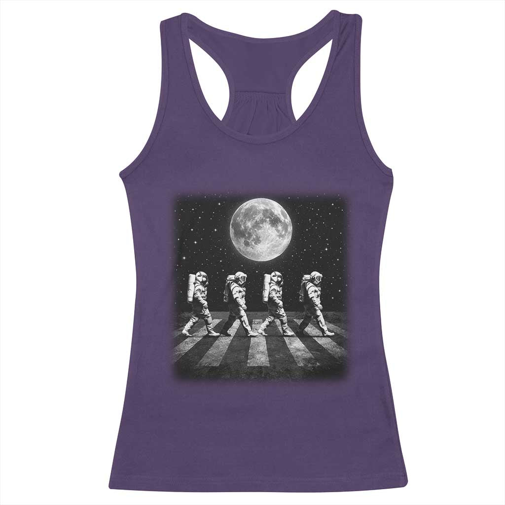 Astronauts Walking In Space Galaxy Moon Planet Racerback Tank Top TS11 Purple Print Your Wear