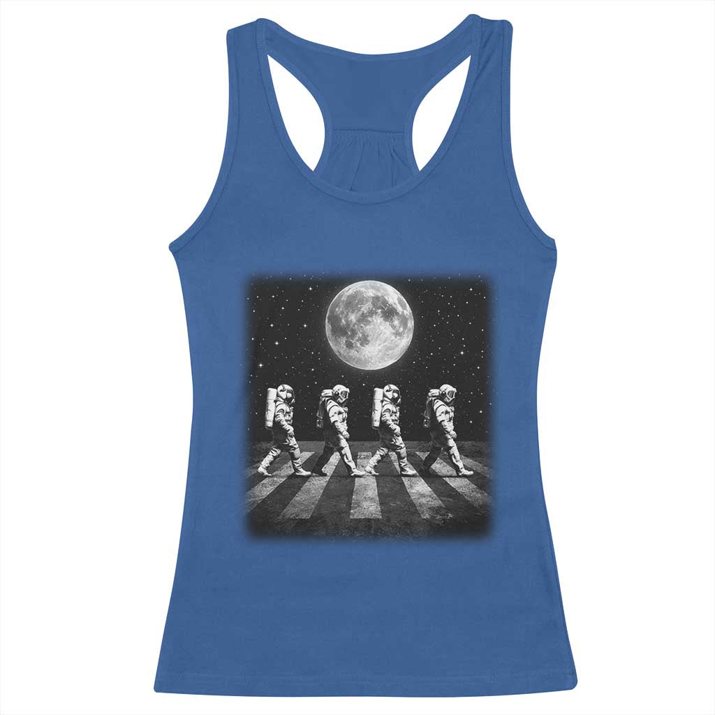 Astronauts Walking In Space Galaxy Moon Planet Racerback Tank Top TS11 Royal Blue Print Your Wear