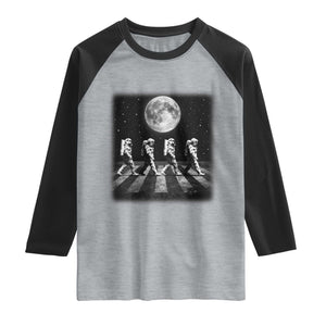 Astronauts Walking In Space Galaxy Moon Planet Raglan Shirt TS11 Heather Gray Black Print Your Wear