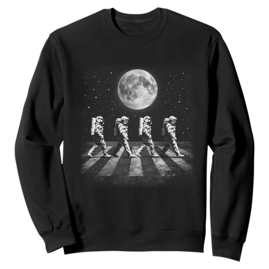 Astronauts Walking In Space Galaxy Moon Planet Sweatshirt TS11 Black Print Your Wear
