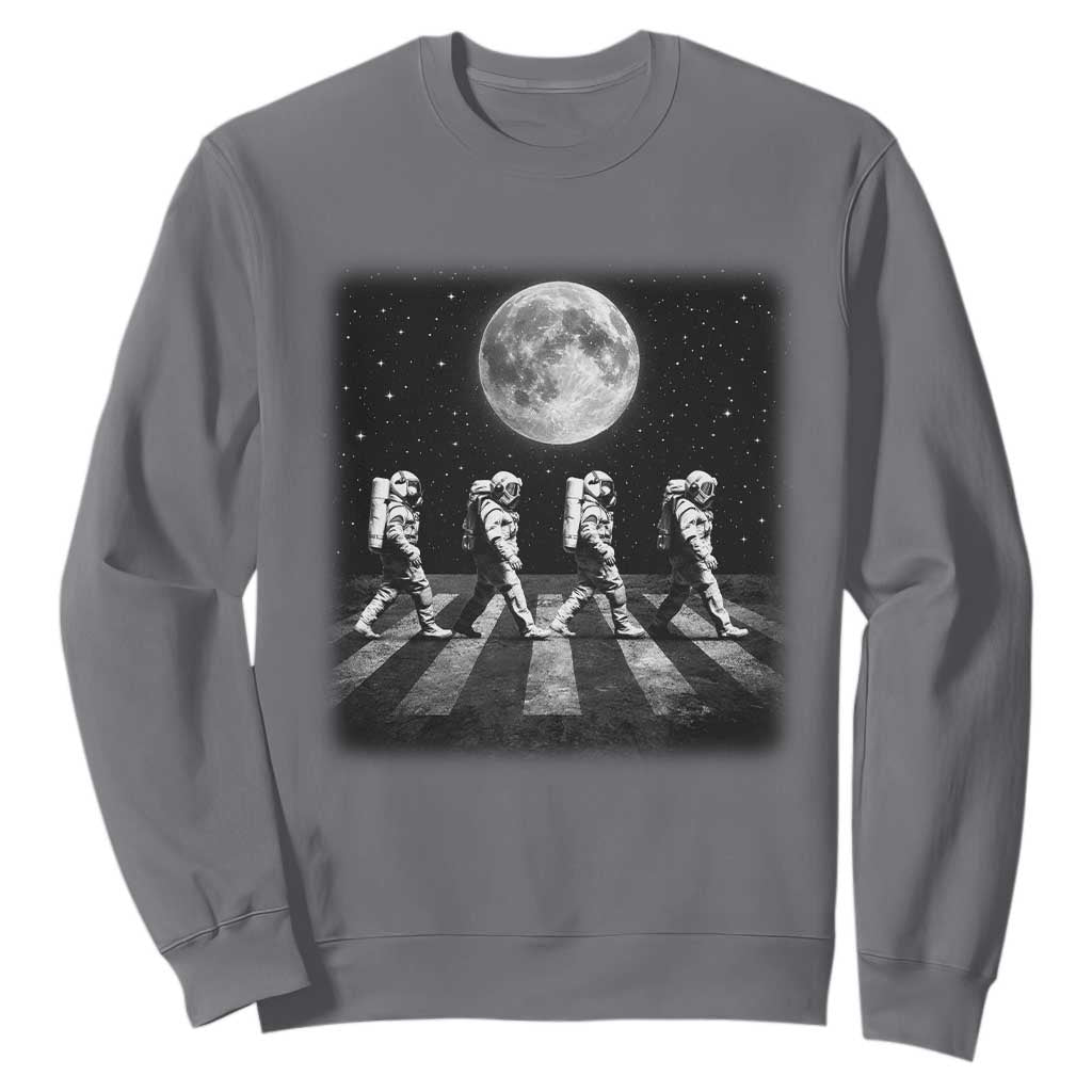 Astronauts Walking In Space Galaxy Moon Planet Sweatshirt TS11 Charcoal Print Your Wear