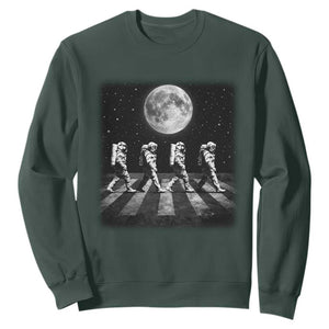 Astronauts Walking In Space Galaxy Moon Planet Sweatshirt TS11 Dark Forest Green Print Your Wear