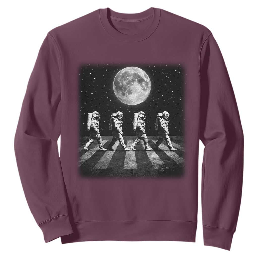 Astronauts Walking In Space Galaxy Moon Planet Sweatshirt TS11 Maroon Print Your Wear