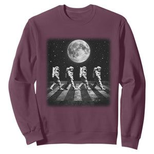 Astronauts Walking In Space Galaxy Moon Planet Sweatshirt TS11 Maroon Print Your Wear
