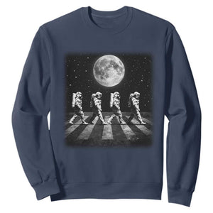 Astronauts Walking In Space Galaxy Moon Planet Sweatshirt TS11 Navy Print Your Wear