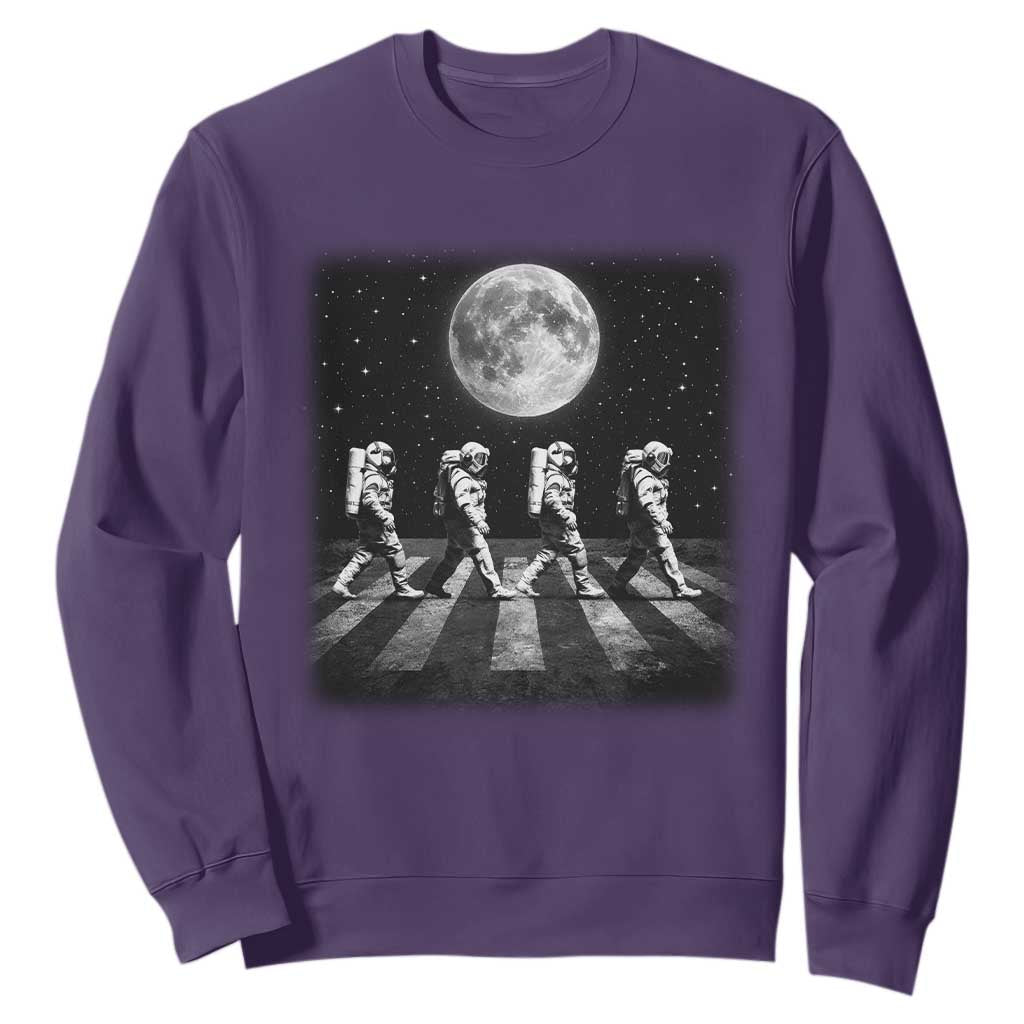 Astronauts Walking In Space Galaxy Moon Planet Sweatshirt TS11 Purple Print Your Wear