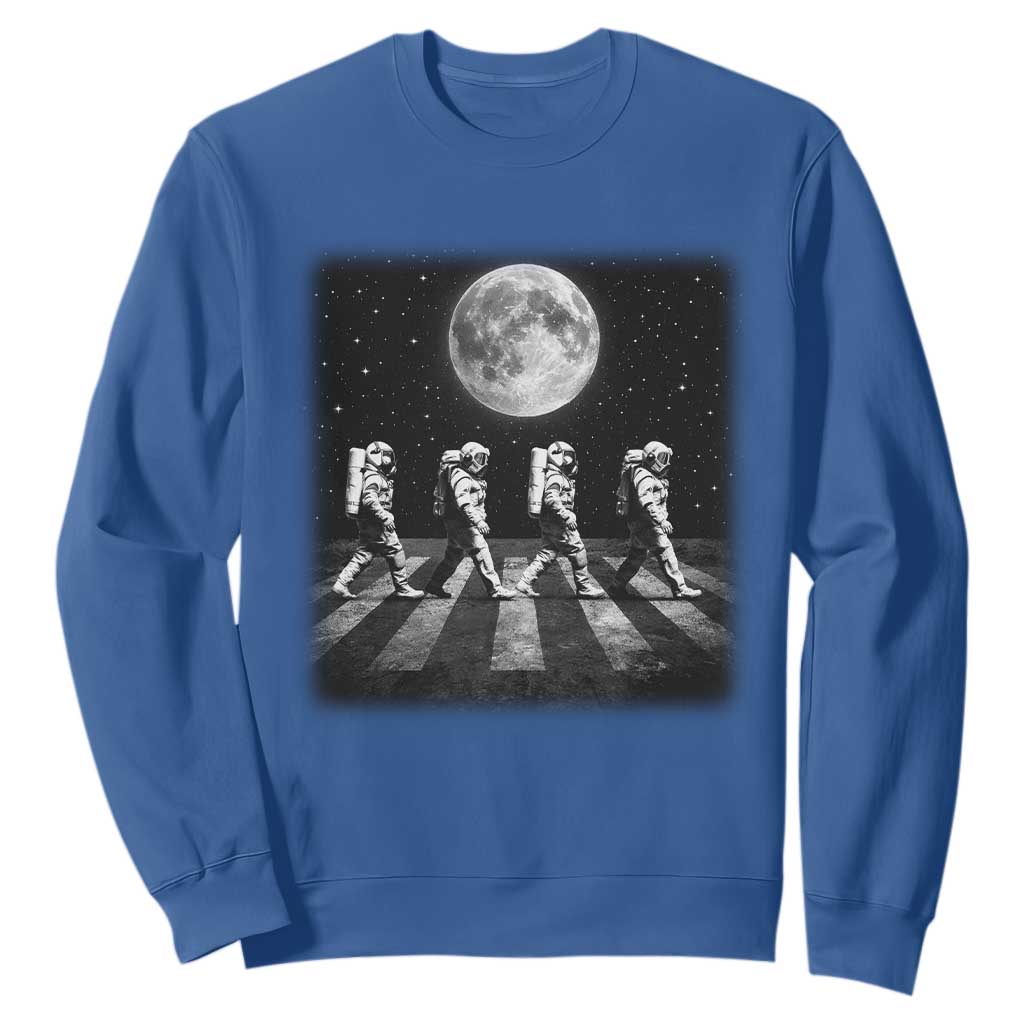 Astronauts Walking In Space Galaxy Moon Planet Sweatshirt TS11 Royal Blue Print Your Wear