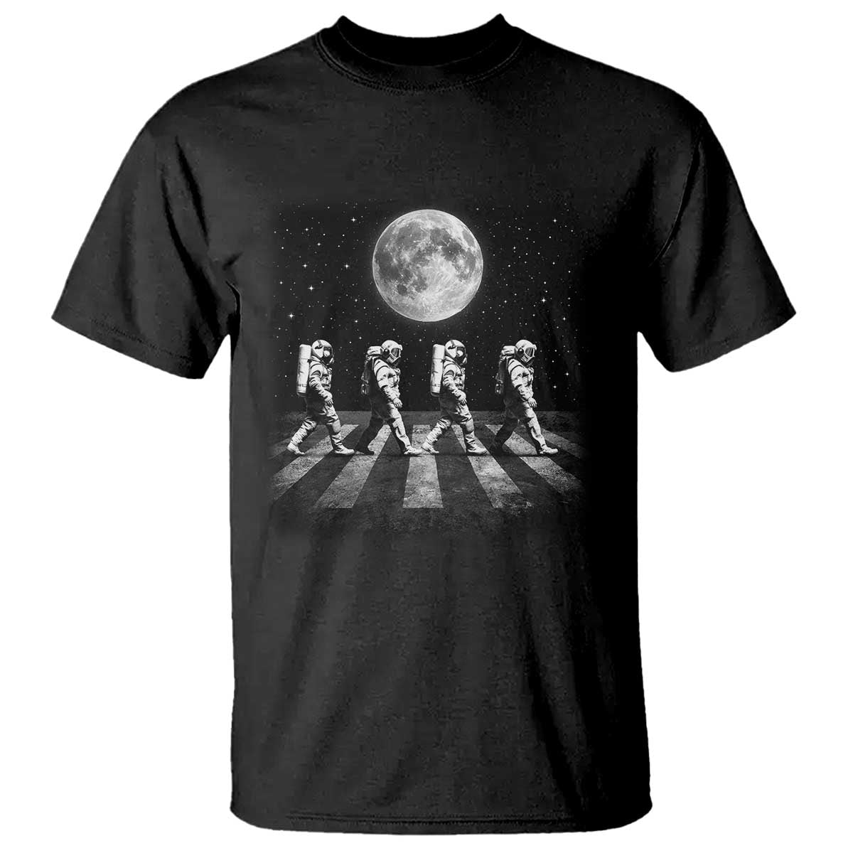 Astronauts Walking In Space Galaxy Moon Planet T Shirt TS11 Black Print Your Wear