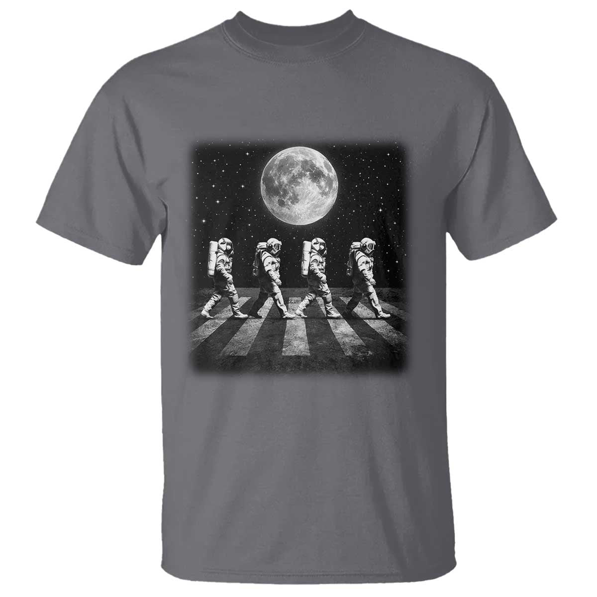 Astronauts Walking In Space Galaxy Moon Planet T Shirt TS11 Charcoal Print Your Wear