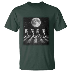Astronauts Walking In Space Galaxy Moon Planet T Shirt TS11 Dark Forest Green Print Your Wear