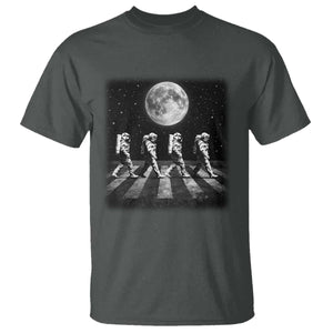 Astronauts Walking In Space Galaxy Moon Planet T Shirt TS11 Dark Heather Print Your Wear