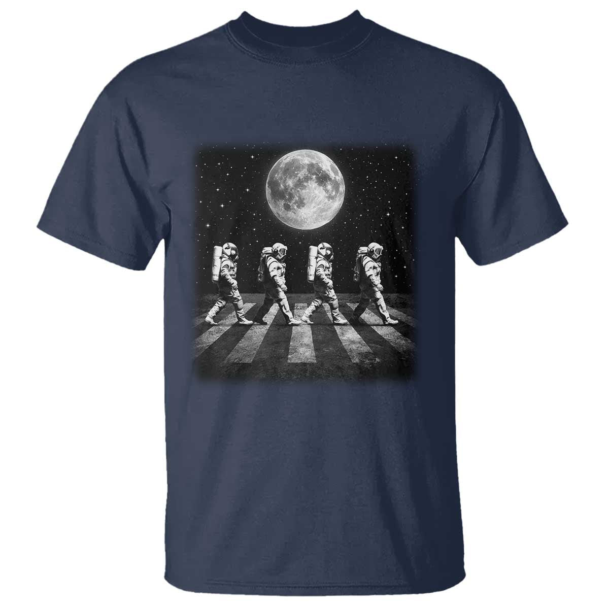 Astronauts Walking In Space Galaxy Moon Planet T Shirt TS11 Navy Print Your Wear