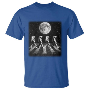 Astronauts Walking In Space Galaxy Moon Planet T Shirt TS11 Royal Blue Print Your Wear