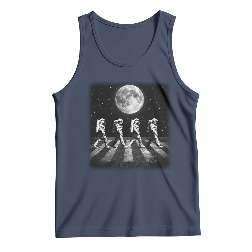 Astronauts Walking In Space Galaxy Moon Planet Tank Top TS11 Navy Print Your Wear