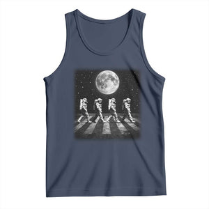 Astronauts Walking In Space Galaxy Moon Planet Tank Top TS11 Navy Print Your Wear