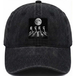 Astronauts Walking In Space Galaxy Moon Planet Washed Cotton Baseball Cap TS11 Print Your Wear