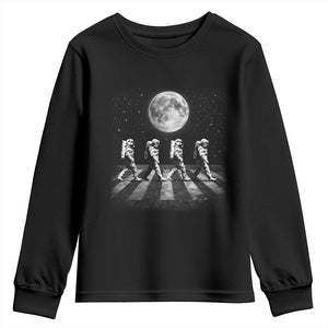 Astronauts Walking In Space Galaxy Moon Planet Youth Sweatshirt TS11 Black Print Your Wear