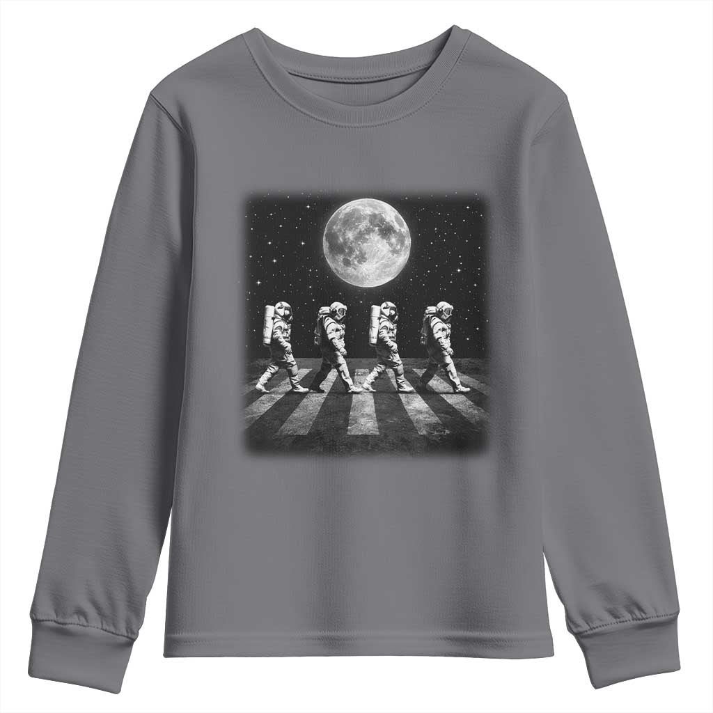 Astronauts Walking In Space Galaxy Moon Planet Youth Sweatshirt TS11 Charcoal Print Your Wear