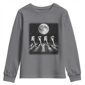 Astronauts Walking In Space Galaxy Moon Planet Youth Sweatshirt TS11 Charcoal Print Your Wear